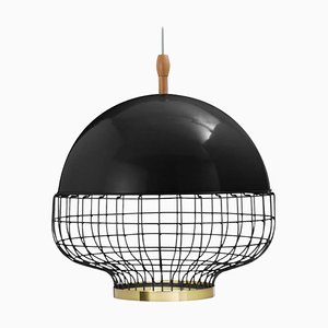Black Magnolia I Suspension Lamp with Brass Ring by Dooq