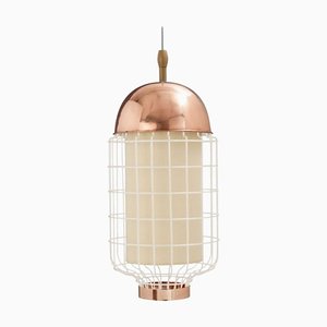 Copper Ivory Magnolia Ii Suspension Lamp with Copper Ring by Dooq