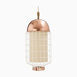 Lampe à Suspension Magnolia Ii en Cuivre Ivoire avec Anneau en Cuivre par Dooq