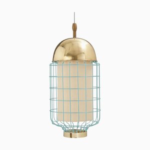 Brass Jade Magnolia II Suspension Lamp with Brass Ring by Dooq