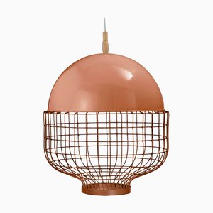 Salmon Magnolia Suspension Lamp with Copper Ring by Dooq