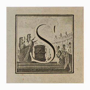 Luigi Vanvitelli, Letter of the Alphabet S, Etching, 18th Century