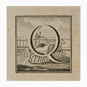 Luigi Vanvitelli, Letter of the Alphabet Q, Etching, 18th Century