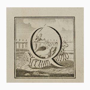 Luigi Vanvitelli, Letter of the Alphabet Q, Etching, 18th Century