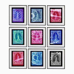 Heidler & Heeps, Briefmarkenkollektion: Liberty, Neunteilige Installation, 2017, Fotodrucke, 9 . Set
