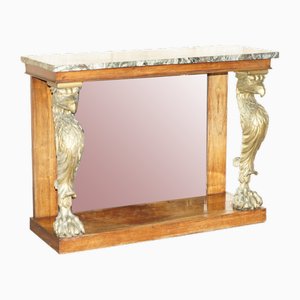 Antique Regency Hardwood Giltwood and Marble Console Table