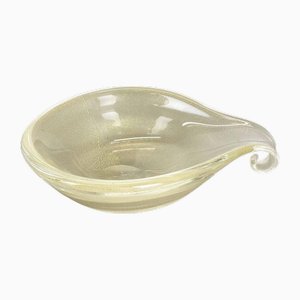 Murano Bubble and Glass Shell Bowl Ashtray attributed to Barovier and Toso, Italy, 1970s