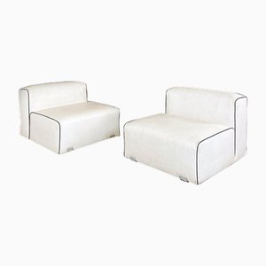 Set of Modern Italian Leather and Steel Armchairs attributed to Kazuhide Takahama for Gavina, 1970s
