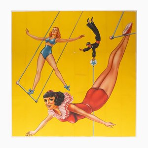 Póster publicitario grande de Circus Trapez, Estados Unidos, años 60
