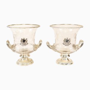 French Glass Wine Coolers, Set of 2