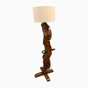 Brutalist Wood Floor Lamp