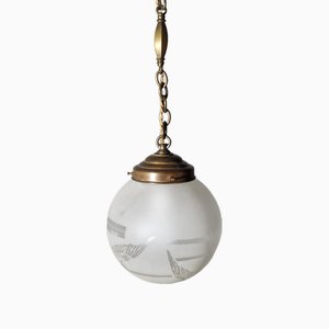 Lámpara de techo Art Déco de vidrio de Mailland, años 30