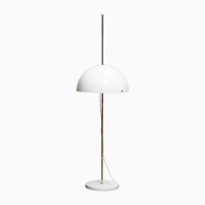 Chrome and White Acrylic Mushroom Floor Lamp attributed to Fagerhult, Sweden, 1970s
