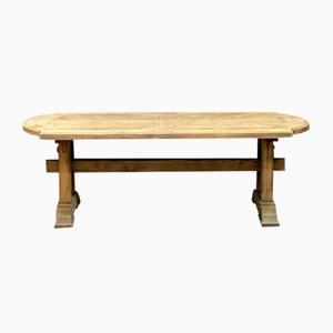 French Parquetry Top Oak Farmhouse Dining Table, 1925