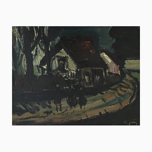 Sylvain Vigny, Promenade du soir, Huile sur Bois, Encadrée