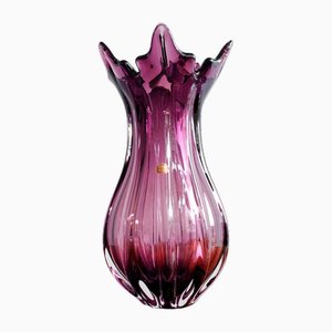 Vintage Glass Purple Vase, Bohemia, Czechoslovakia, 1960s