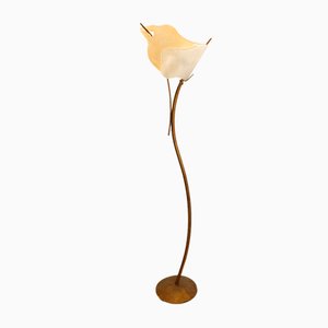 Italian Brass and Amber Glass Floor Lamp by Claudio Saccon for Sil-Lux , 2000s