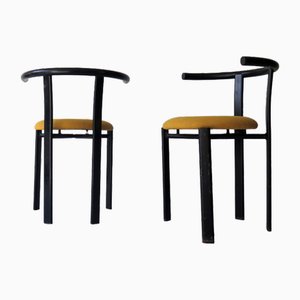 Lacquered Iron Chairs with Fabric Seat, 1980s, Set of 2