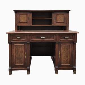 Bureau Antique de Style Gründerzeit en Acajou et Ronce de Noyer