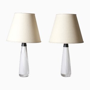 White Table Lamps attributed to Carl Fagerlund for Orrefors, 1960s, Set of 2