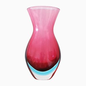 Vintage Pink Sommerso Murano Glass Vase, 1950s