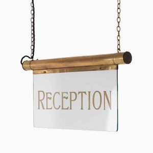 Art Deco Reception Illuminated Sign in Brass