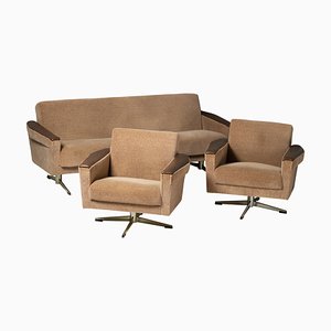 Space Age Swivel Lounge Chairs and Sofa, 1970s, Set of 3