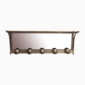 French Art Deco Chromed Coat Rack with Mirror, 1940s