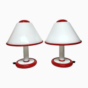 Lampes de Bureau Postmoderne en Verre par Fabbian,1980s, Set de 2