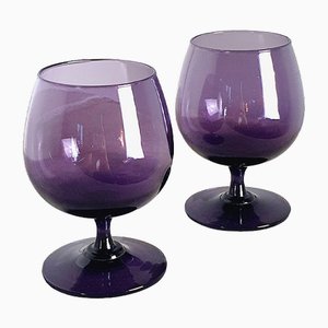 Gobelets en Verre Violet de Made Murano Glass, Italie, 1950s, Set de 2
