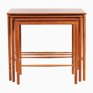 Tavolini ad incastro in teak di Kaj Winding per PJ Furniture, Danimarca, anni '60, set di 3