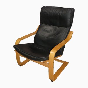 Vintage Poang Lounge Chair inLeather Black from Ikea, 2007