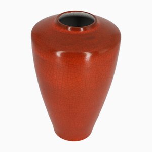 Rote Längliche Vase von Karlsruhe Majolika