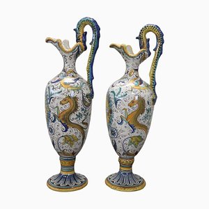 Artistic Ceramic Amphorae Vases from Deruta, 1930s, Set of 2