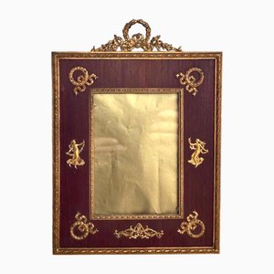 Antique Photo Frame in Gilt Bronze & Mahogany in Louis XVI Style, 1880s