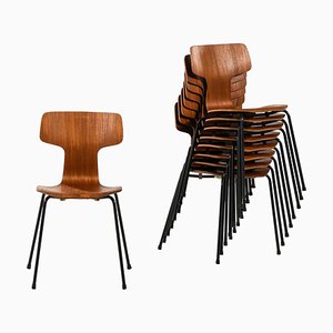 Model 3103 / T Dining Chairs by Arne Jacobsen for Fritz Hansen, 1967, Set of 9