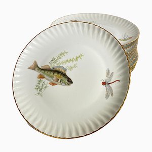 Porcelain Fish Plates from Limoges, France, 1960s, Set of 10