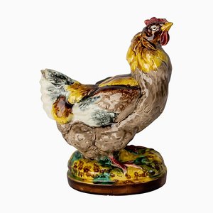 Figura de gallo de cerámica, Francia, década de 1900