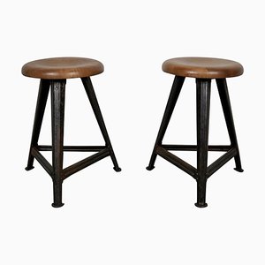 Set of Industrial Steel Factory Stools from Rowac Robert Wagner Chemnitz, 1930s