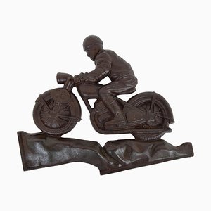 Cast Iron Motorcycle Figurine, Czechoslovakia, 1950s
