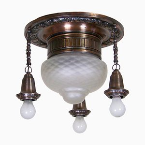 Späte Jugendstil Deckenlampe aus Messing, 1900er