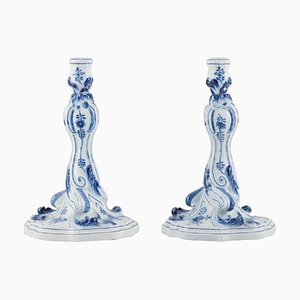 Large 19th Century Candleholders from Meissen, Germany, Set of 2