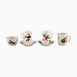 Coffee Cups and Saucers, Sugar Bowl and Cream Jug from Royal Worcester, England, 1980s, Set of 6