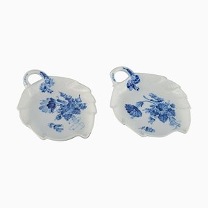 Blue Flower Braided Leaf-Shaped Dishes from Royal Copenhagen, 1960s, Set of 2