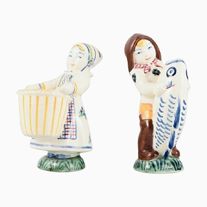 Childrens Aid Day Figurines by Hans Henrik Hansen for Aluminia, 1940s, Set of 2