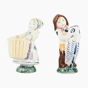 Figurines pour Enfants par Hans Henrik Hansen pour Aluminia, 1940s, Set de 2