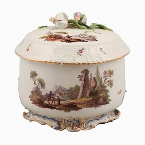 Large 18th Century Sugar Bowl with Landscape Scenes from Louisbourg, Germany