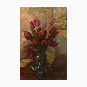 Boris Krilov, Nature Morte Florale, 1920s, Huile sur Toile