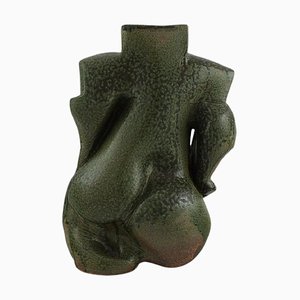 French Organically Shaped Vase in Glazed Stoneware, 1980s