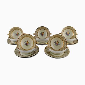 Porcelain Bouillon Cups with Saucers, Germany, Set of 20